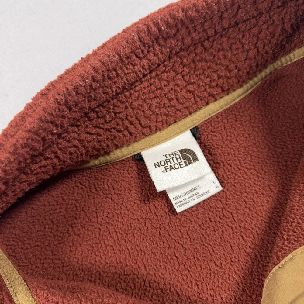 The North Face Pullover Mens Large Orange Fleece Snap Mock Neck Thermal Hiking
